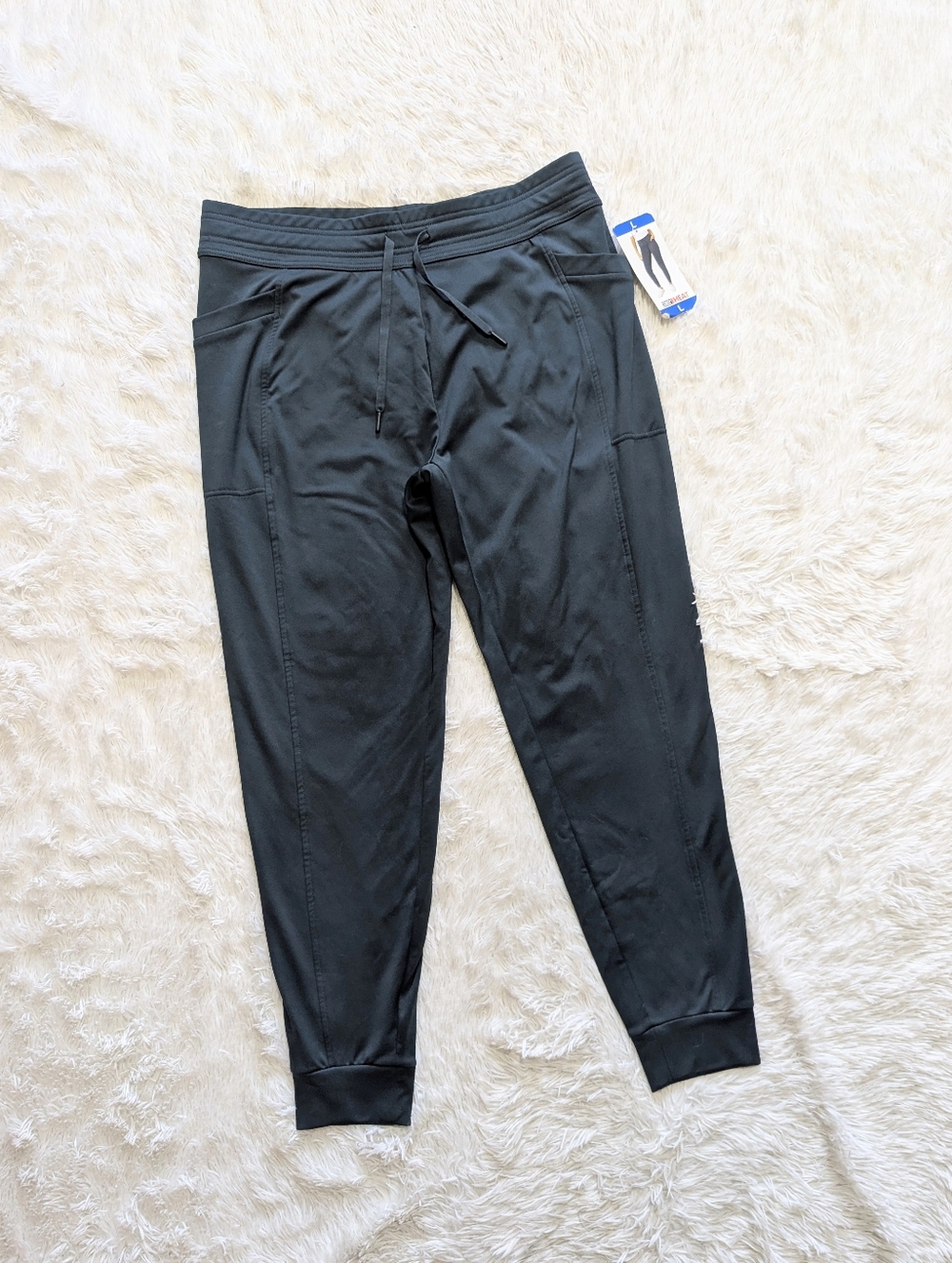 NWT 32 Degrees Teal High Waisted Heat Tech Fleece Lined Jogger Pants Size Large - Picture 3 of 13
